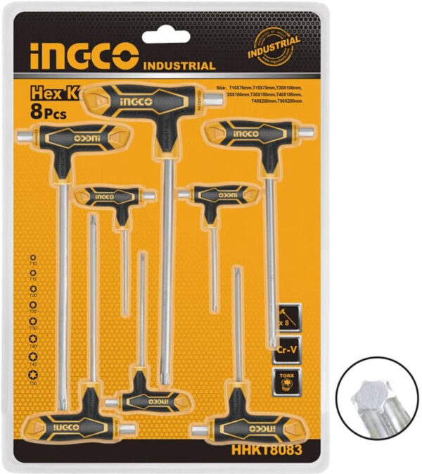 INGCO 8 PCS T-HANDLE TORX WRENCH SET HHKT8083
