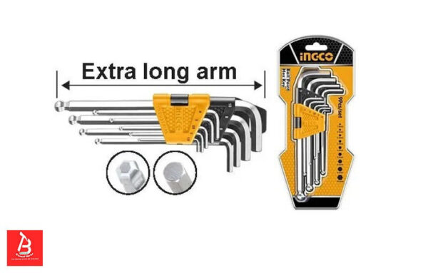 INGCO CLES MALES HEX EXTRA LONG SET DE 9 PIECES 1.5-10MM HHK12092