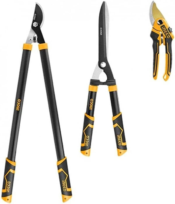 INGCO JEU 3PCS JARDINAGE SECATEUR/CISAILLE/COUPEBRANCHES HLT76033