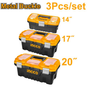 INGCO JEU DE 3 BOITES A OUTILS PVC CHARNIERES METAL 141720 PBXK0302