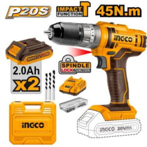 INGCO MALETTE PERCEUSE-VISSEUSE 20V 45NM 2BATTERIES SI CIDLI201452