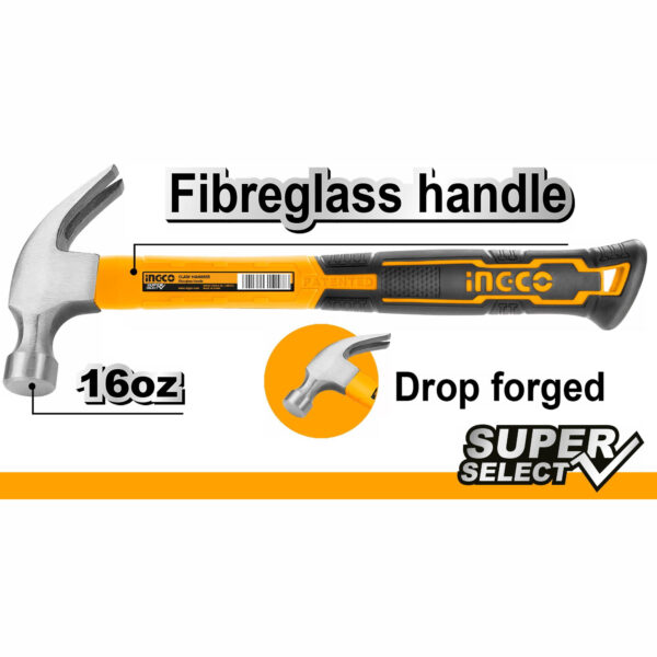 INGCO MARTEAU DE MENUISIER 450G TETE FORGEE SS HCHS8016