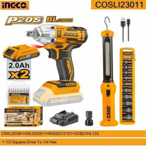 INGCO PACK BOULONNEUSE A CHOC SANS CHARBONS 20V  COSLI23011