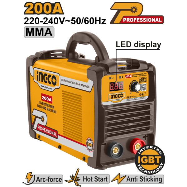 INGCO POSTE A SOUDER  200A MMA ONDULEUR SI ING-MMA20038