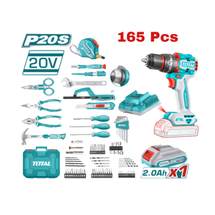Perceuse visseuse 20V avec Jeu d’outils à Main 165 Pièces